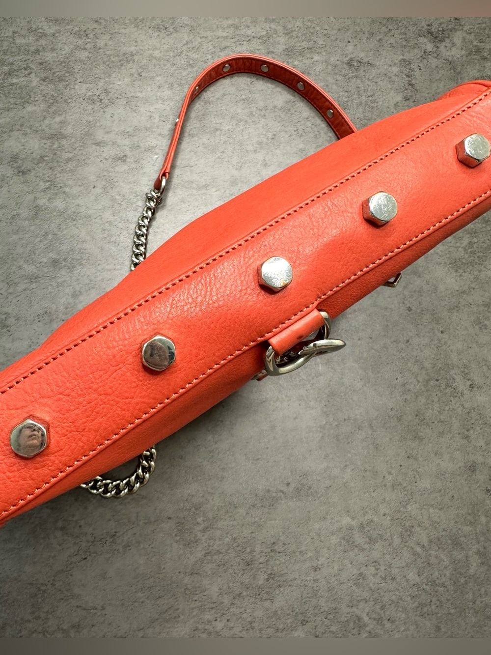 Rebecca Minkoff MAC Crossbody Bag Coral Leather Chain Strap Purse - Picture 4 of 8